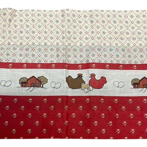 Red Chicken Print Farmhouse Style Valances Curtain Set Retro Kitchen Decor Craft - Picture 13 of 16